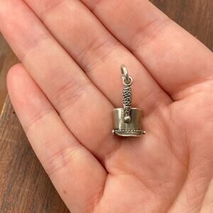 Vintage Beau 925 Sterling Silver Majorette Hat 3D Pendant Bracelet Charm